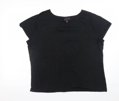Investments Women Black 18 Plus Short Sleeve Cotton Blend T-Shirt
