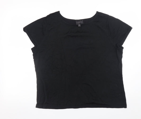 Investments Women Black 18 Plus Short Sleeve Cotton Blend T-Shirt