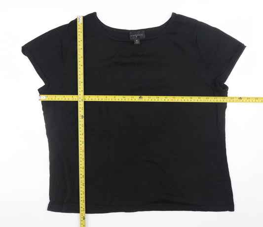 Investments Women Black 18 Plus Short Sleeve Cotton Blend T-Shirt