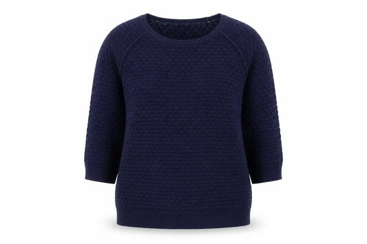 Whistles Women's Blue Knit Cotton Blend Crew Neck Jumper UK 10