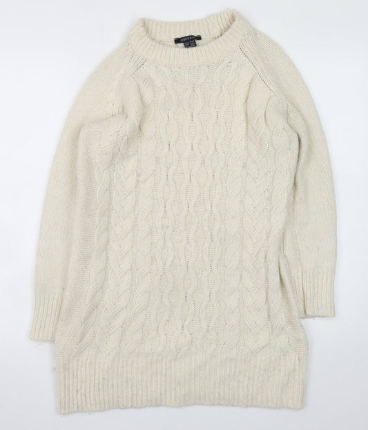Esmara Women Ivory Cable Knit Long Sleeve Jumper Dress Size 8-10