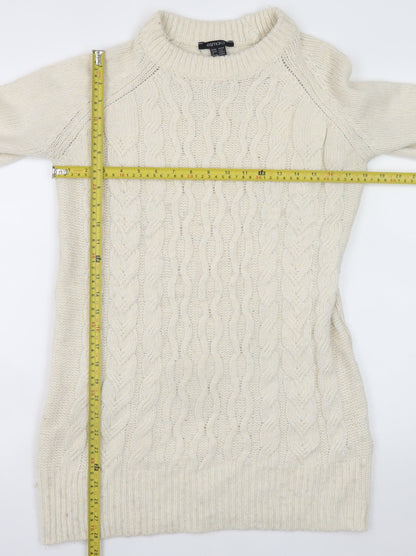 Esmara Women Ivory Cable Knit Long Sleeve Jumper Dress Size 8-10