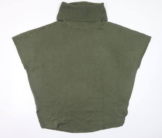 New Look Women's Green Roll Neck Sleeveless Cape Jumper Size 12