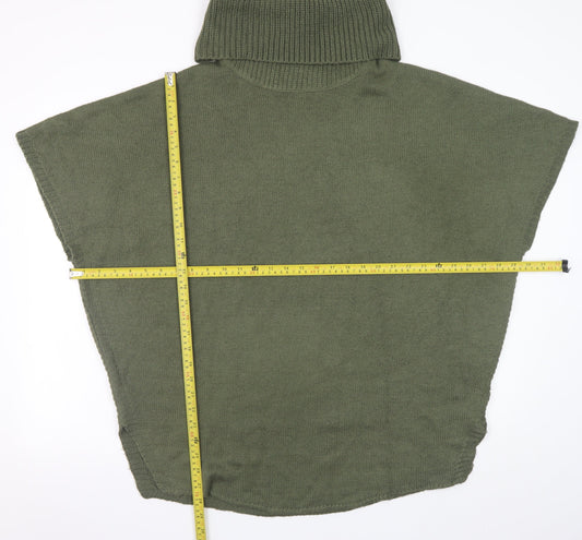 New Look Women's Green Roll Neck Sleeveless Cape Jumper Size 12