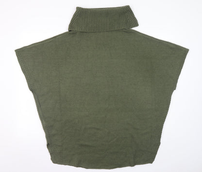 New Look Women's Green Roll Neck Sleeveless Cape Jumper Size 12