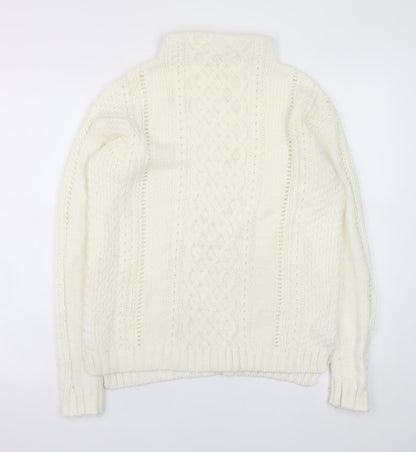 Tu Women Ivory Cable-Knit High Neck Jumper Size 12