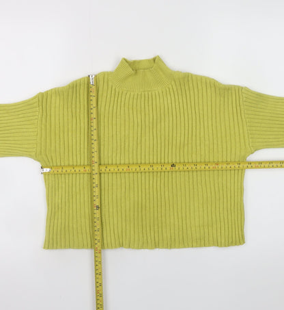 New Look Women Green Mock Neck Ribbed Knit Jumper Size S