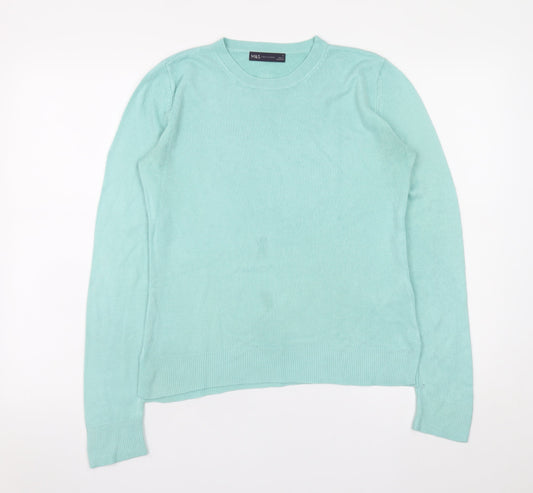 Marks and Spencer Women's Green Size 8 Crew Neck Acrylic Jumper