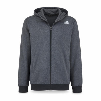 Front view of Adidas Men’s Grey Full Zip Hoodie S Regular Fit Sportswear