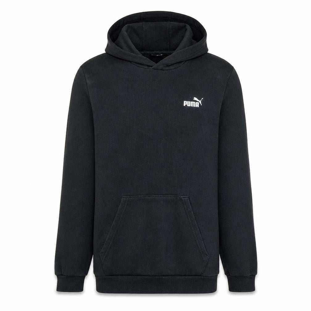 Front view of Puma boys’ black xl hoodie pullover fleece lined casual sweatshirt