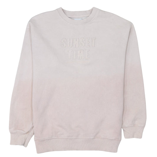 Zara Girls Beige Sweatshirt 11-12 Years Pullover Crew Neck Embroidered