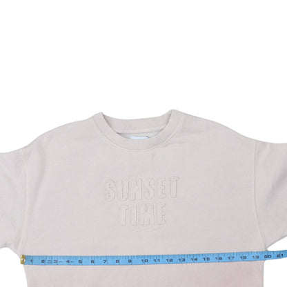 Zara Girls Beige Sweatshirt 11-12 Years Pullover Crew Neck Embroidered