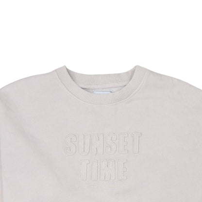 Zara Girls Beige Sweatshirt 11-12 Years Pullover Crew Neck Embroidered