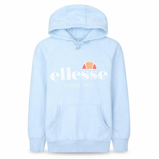 Front view of Ellesse women’s light blue xs pullover hoodie cotton blend casual