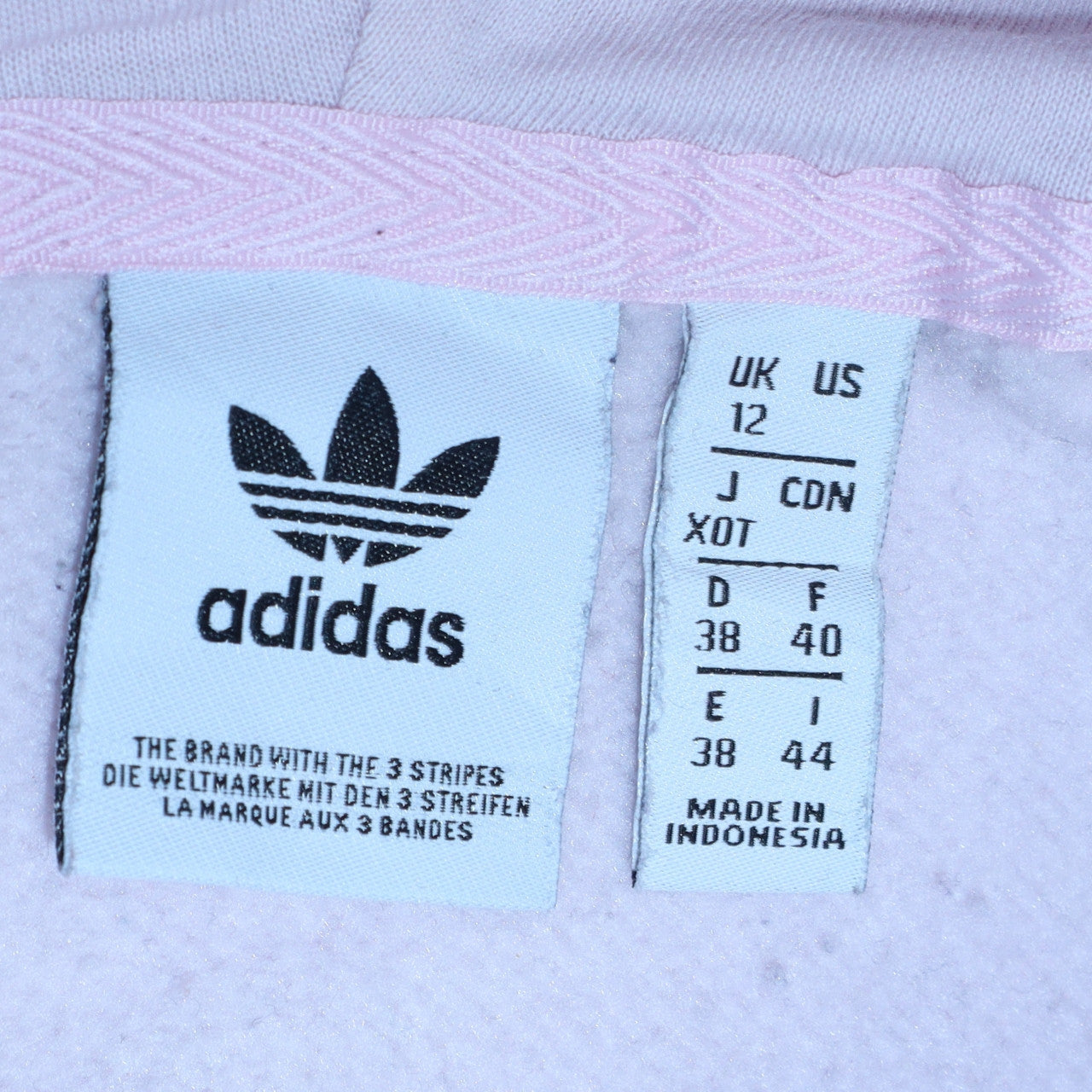 Womens UK Size 12 adidas Pink Pullover Hoodie