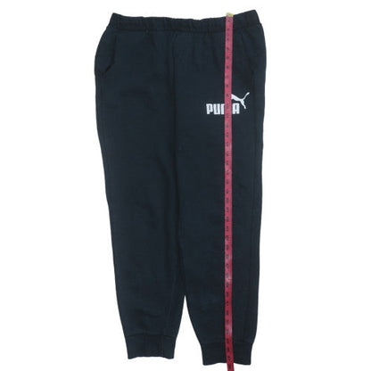 Puma Men's Black L Logo Sweatpants Joggers Elastic Waist