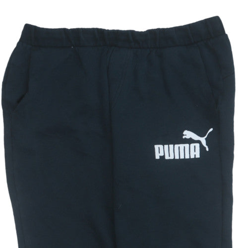Puma Men's Black L Logo Sweatpants Joggers Elastic Waist