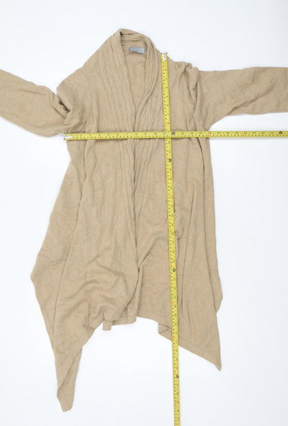 Marks and Spencer Women Beige Long Sleeve Cable-Knit Cardigan Size 14