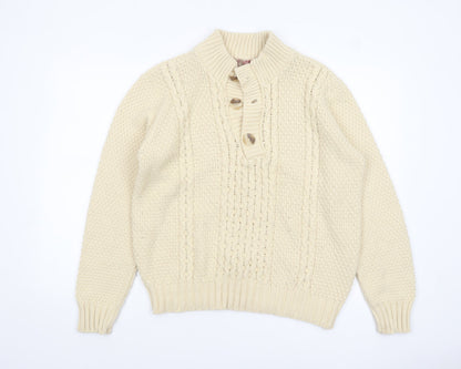 Tokyo Laundry Men's Ivory Cable-Knit Henley Jumper M