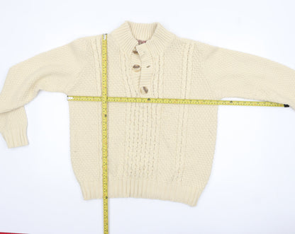 Tokyo Laundry Men's Ivory Cable-Knit Henley Jumper M