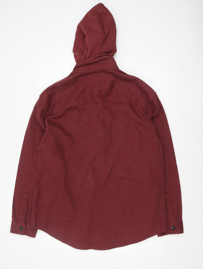 River Island Men’s Red Hooded Cotton Jacket Size L Casual