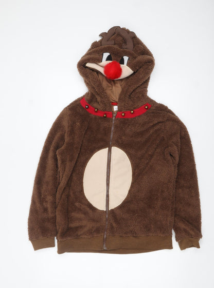Womens UK Size 12 Want That Trend Brown Full Zip Hoodie