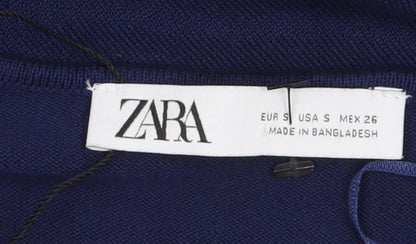 Zara Women Blue Bodycon Long Sleeve Knit Dress Size 8