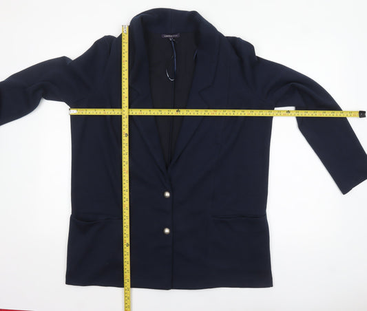 Marks and Spencer Women Blue Size 14 Single-Breasted Blazer Jacket