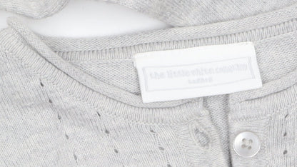 The Little White Company Girls Grey Knit Shift Dress 5-6 Years Long Sleeve