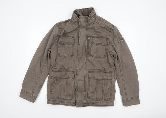 St George by Duffer Men's Brown Cotton Military Jacket Medium