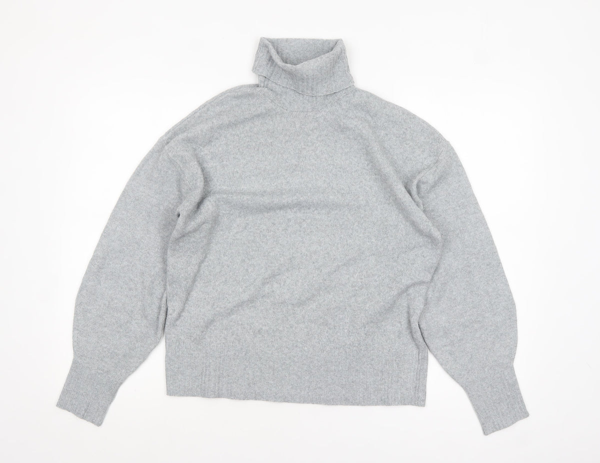Pieces Women Grey Roll Neck Pullover Jumper Size S