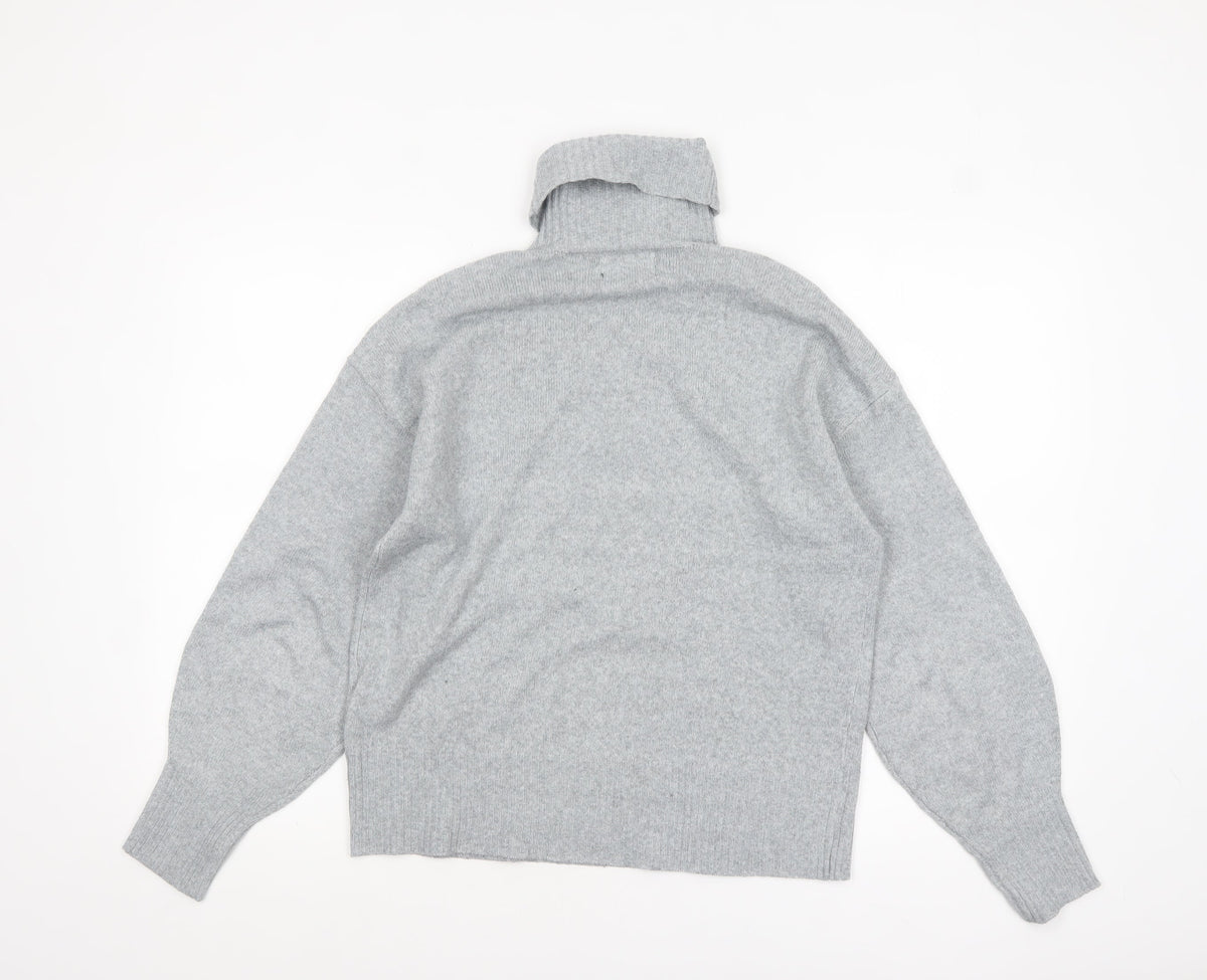 Pieces Women Grey Roll Neck Pullover Jumper Size S