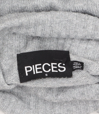 Pieces Women Grey Roll Neck Pullover Jumper Size S