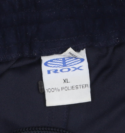 ROX Men's Navy Fleece Sweatpants XL Relaxed Fit Colour Block Design
