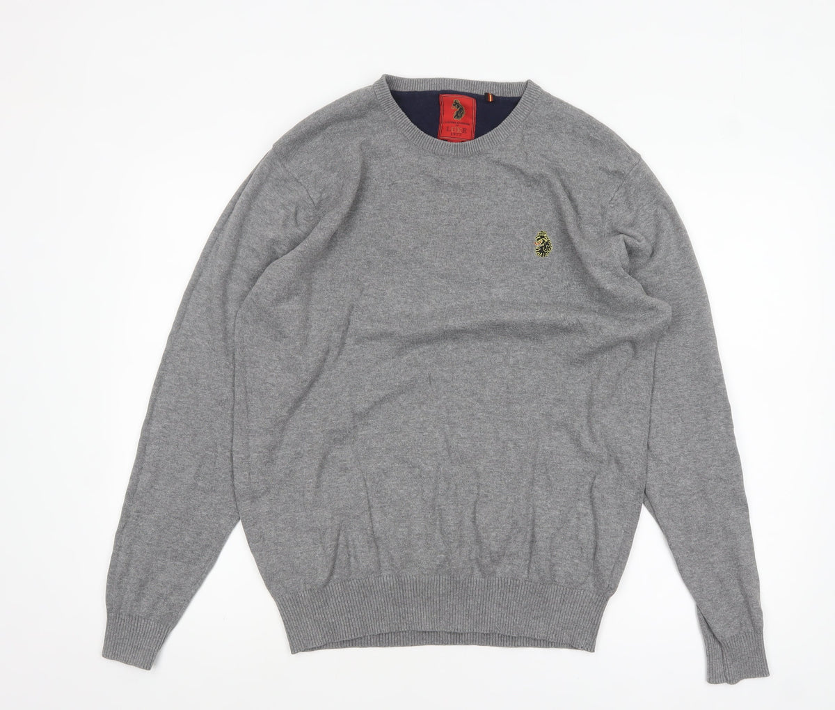 Luke 1977 Men’s Grey Cotton Crew Neck Pullover Jumper XL