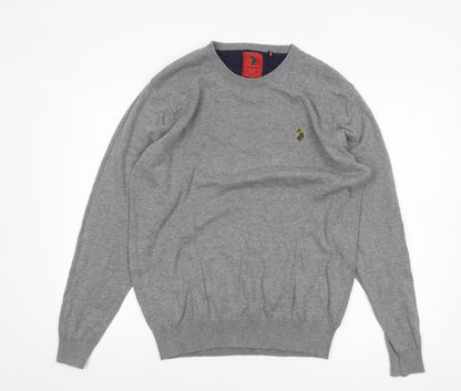 Luke 1977 Men’s Grey Cotton Crew Neck Pullover Jumper XL