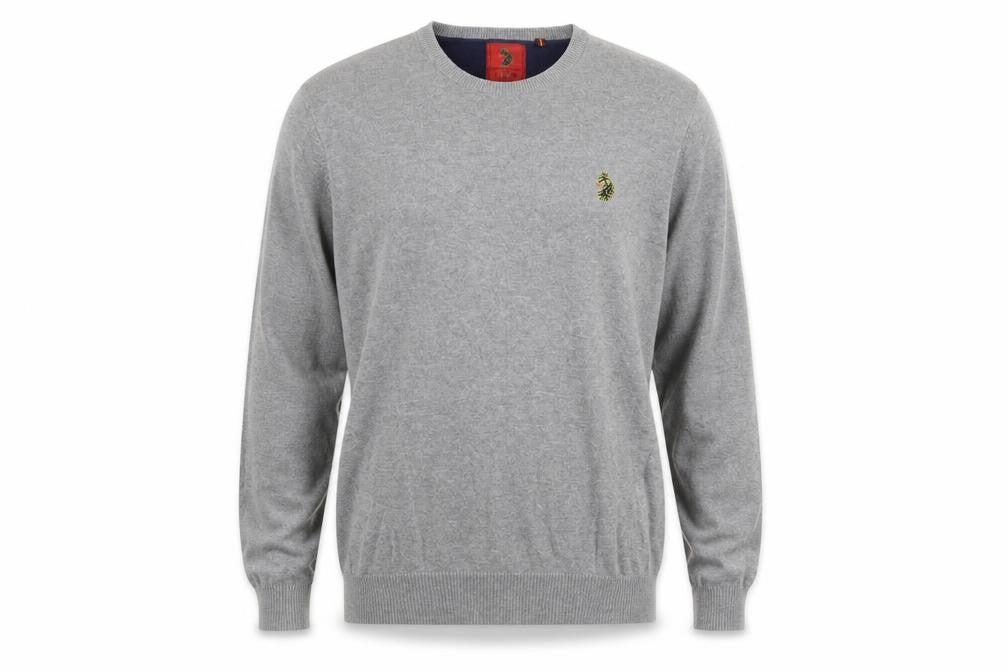 Luke 1977 Men’s Grey Cotton Crew Neck Pullover Jumper XL