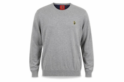 Luke 1977 Men’s Grey Cotton Crew Neck Pullover Jumper XL