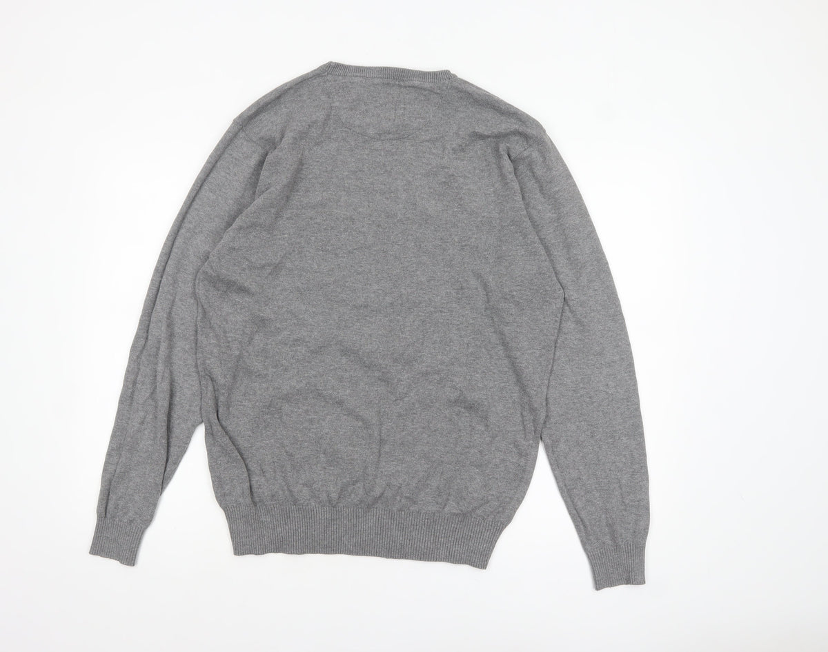 Luke 1977 Men’s Grey Cotton Crew Neck Pullover Jumper XL