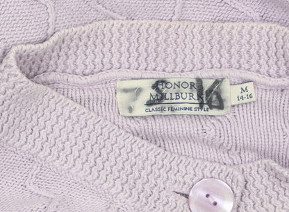 Honor Millburn Women's Lilac Cotton Cardigan Size 14-16 Classic Knit