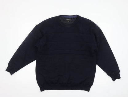 Oakmont Men's Blue Wool Blend Crew Neck Pullover Jumper Size M