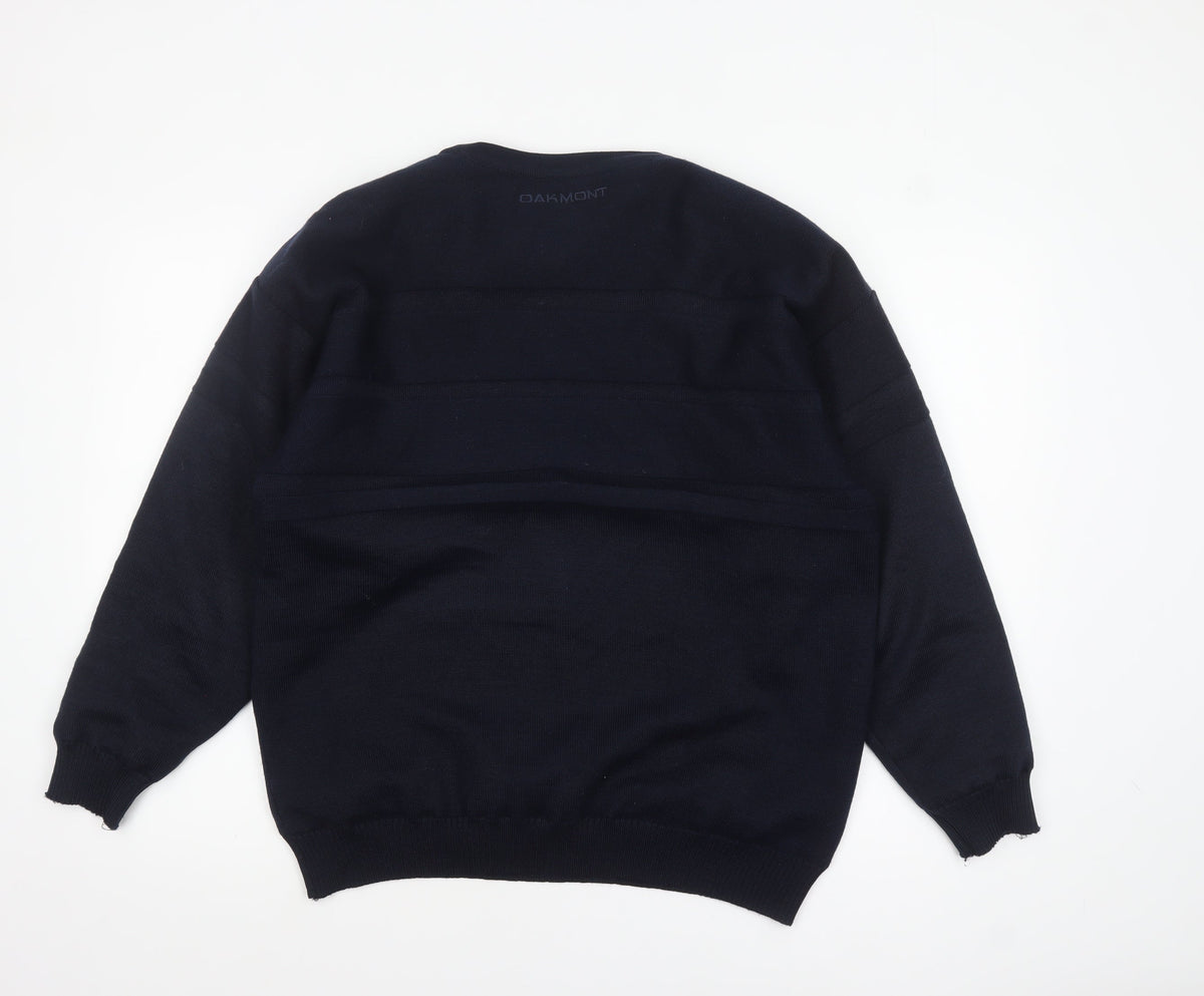 Oakmont Men's Blue Wool Blend Crew Neck Pullover Jumper Size M