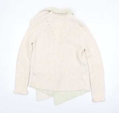 Marks and Spencer Women’s Beige Faux Fur Trim Knit Cardigan Size S