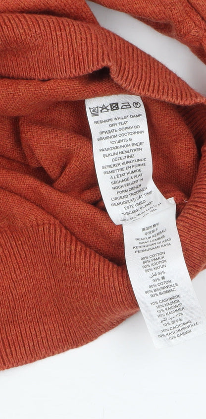 Jeff Banks Men's Orange Cotton Cashmere V-Neck Jumper L