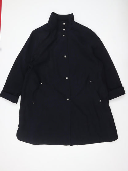Elvi Women’s Black Size 14 Mid-Length Button Overcoat