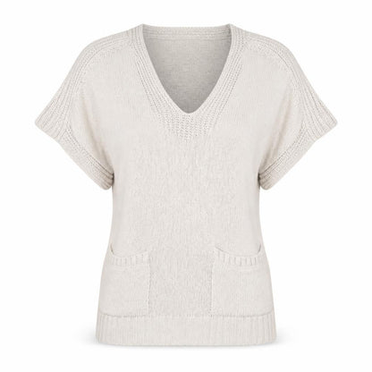 Massimo Dutti Women Beige V-Neck Cotton Blend Knit Jumper Size 12