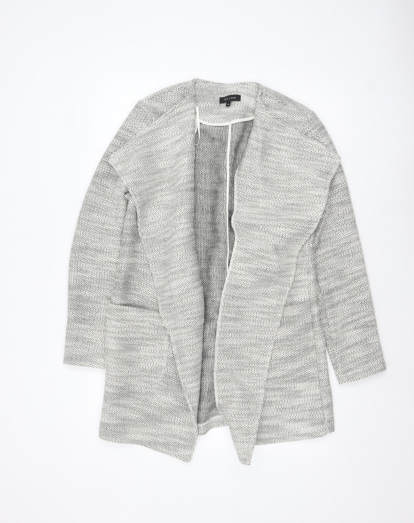 New Look Women Grey Knit Coatigan Size 14 Open Front Casual