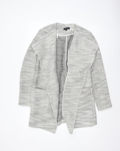 New Look Women Grey Knit Coatigan Size 14 Open Front Casual