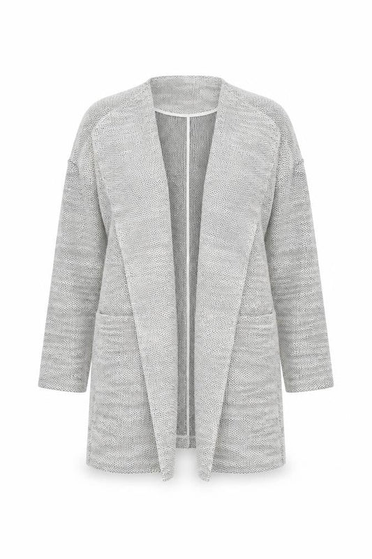 New Look Women Grey Knit Coatigan Size 14 Open Front Casual