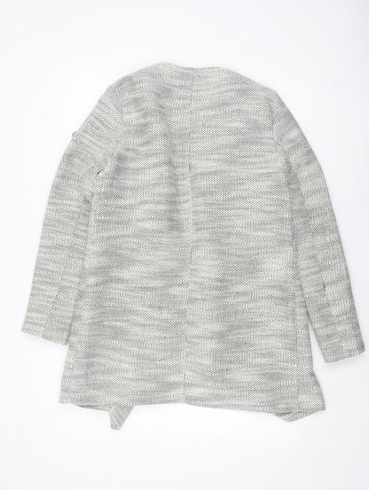 New Look Women Grey Knit Coatigan Size 14 Open Front Casual